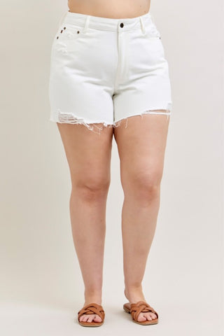 The Everyday Relaxed Dad Short – White (Plus) (Judy Blue)