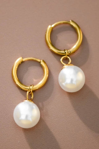 Hey Beautiful 18K Gold Plated Tarnish-Resistant Pearl Drop Earrings