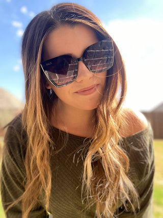 DAX Athena Oversized Cat-Eye Sunglasses - Black