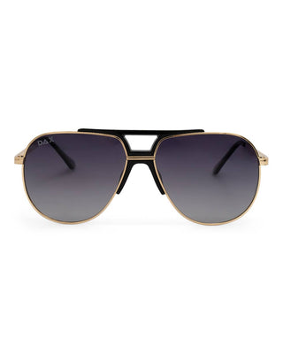 DAX Eyewear | Brooks Polarized Aviator Sunglasses | Black, Gold & Hot Pink UV400