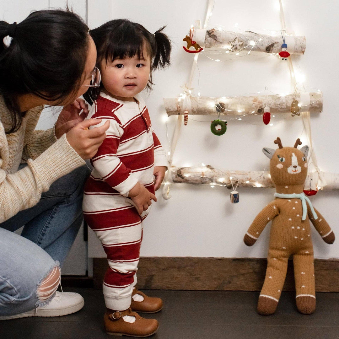 Burt's Bees Baby - Rugby Peace Stripe Baby Boy Jumpsuit - Brick Red