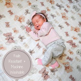 LollyBanks Bear Hugs Muslin Swaddle Blanket