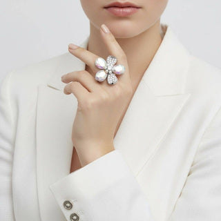 The Aurora Bloom Statement Cocktail Ring – Silver