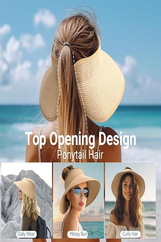 Women's Adjustable Wide-Brim Straw-Style Sun Hat