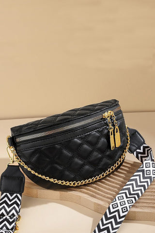 Lock & Luxe Quilted Belt Bag – Chic Crossbody with Gold Accents
