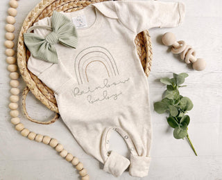Wonderfully Made Rainbow Baby Embroidered Romper