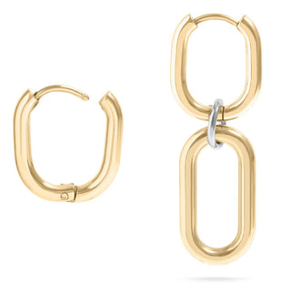 Hey Beautiful Waterproof Tarnish-Free Two-Tone Link Drop Earrings – Gold &amp; Silver