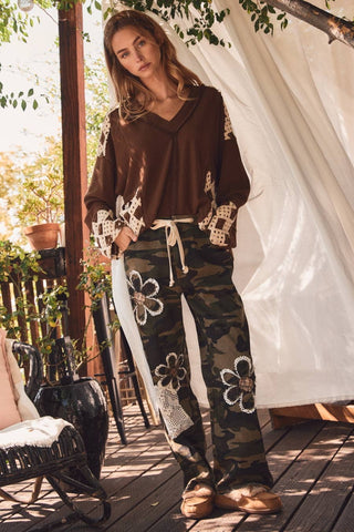 Bonfire Night Floral Camo Drawstring Pants