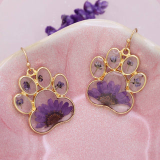 Purple Paw Pride Gold Earrings