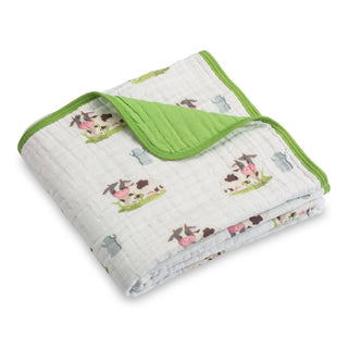 LollyBanks Moo Moo Here Farm-Themed Muslin Quilt
