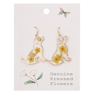 Floral Friend Dog Dried Flower Earrings