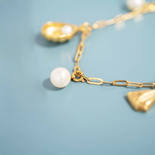 Hey Beautiful 8mm Pearl Charm – Gold Accent