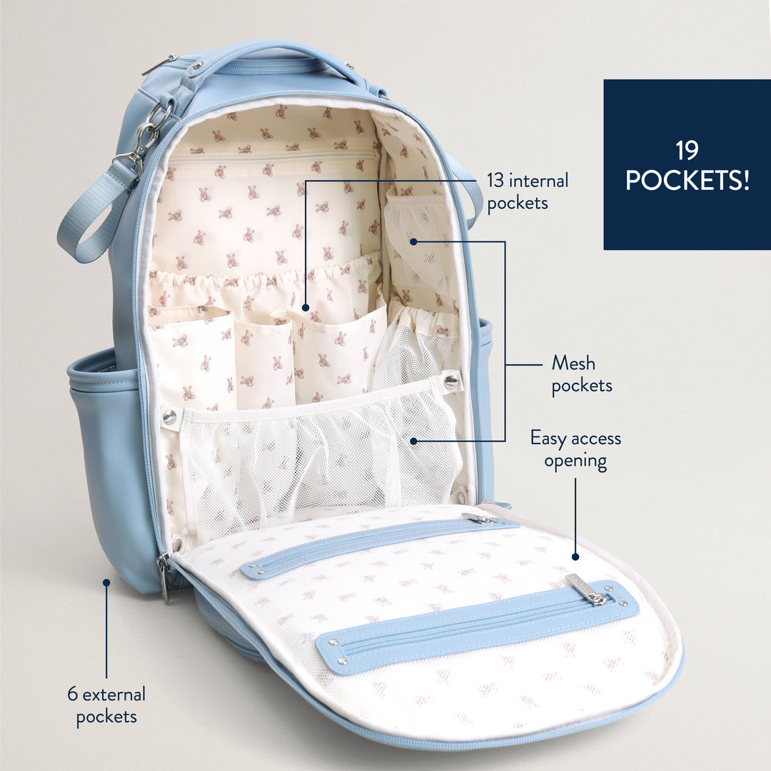 Itzy Ritzy -  Teddy Blue Boss Plus™ Backpack Diaper Bag