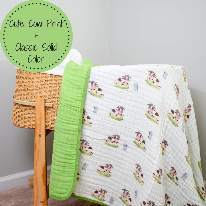 Moo Moo Here Farm Theme Baby Toddler Muslin Quilt