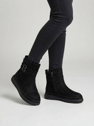 Black Fur-Lined Zip Ankle Boots | Women's Winter Booties