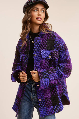 Bleacher Season Purple Check Shacket
