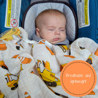 LollyBanks Under Construction Muslin Swaddle Blanket