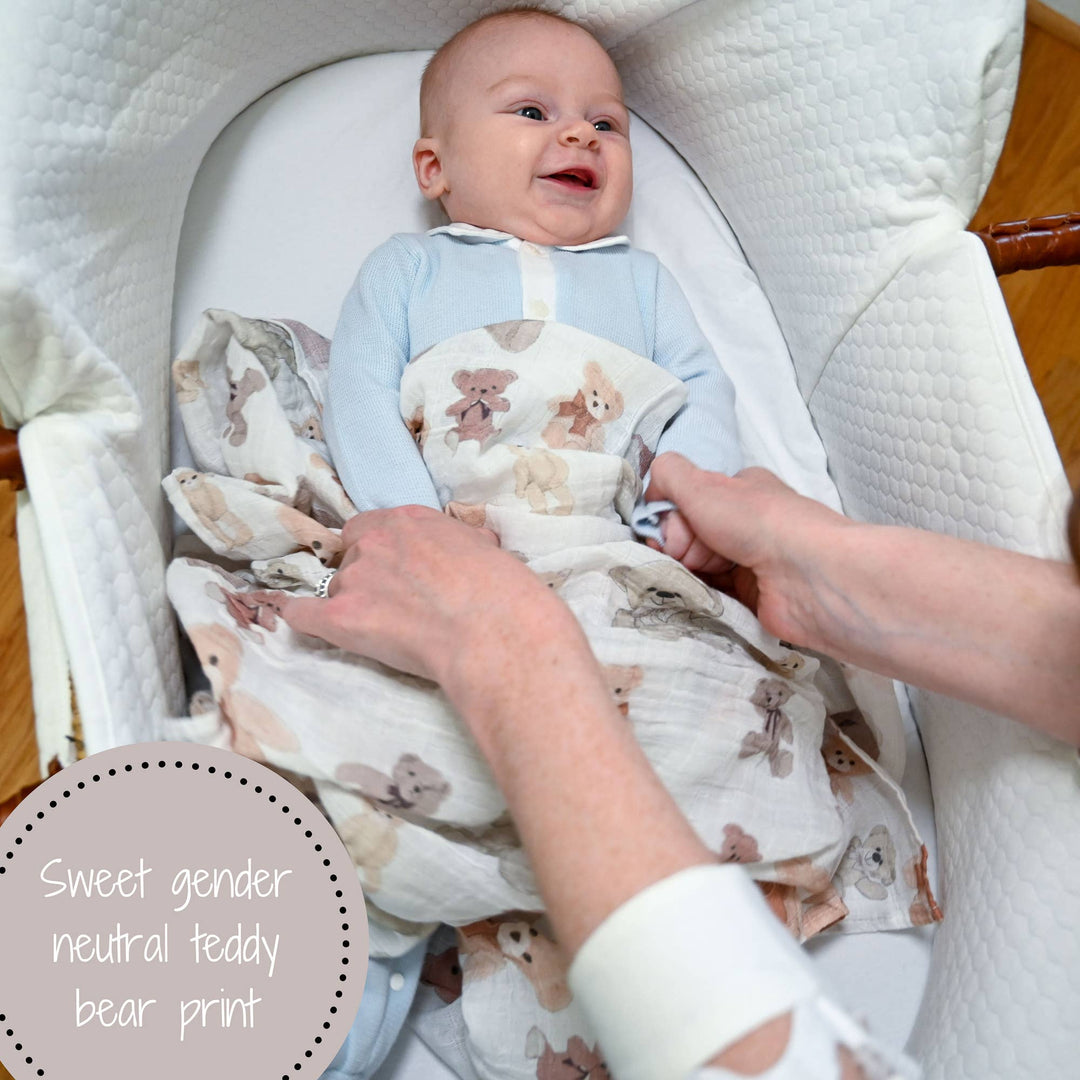 Bear Hugs Baby Muslin Swaddle Blanket