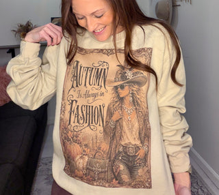 Autumn Is Always In Fashion Graphic Crew Neck