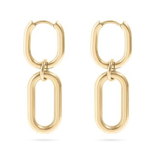 Hey Beautiful Waterproof Tarnish-Free Two-Tone Link Drop Earrings – Gold &amp; Silver