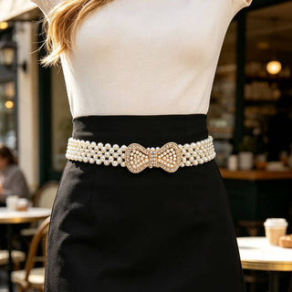 Tea Party Pearl Bow Stretch Belt