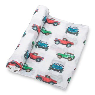 LollyBanks Vroom Vroom Zoom Muslin Swaddle Blanket