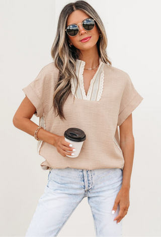 Luke & Estelle Sandbar Lace Trim Shift Top
