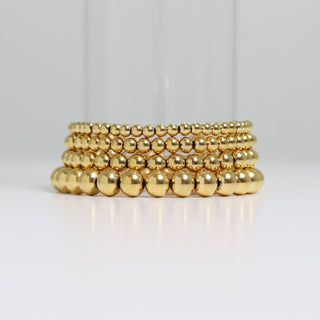 Hey Beautiful Waterproof Tarnish-Free Gold Beaded Stretch Bracelet (4mm, 5mm, 6mm, 8mm)