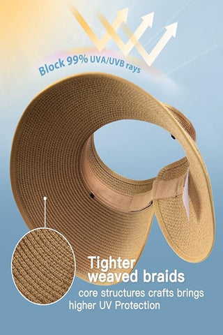 Women's Adjustable Wide-Brim Straw-Style Sun Hat