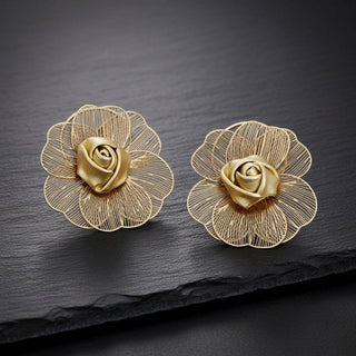 The Golden Bloom Statement Stud Earrings