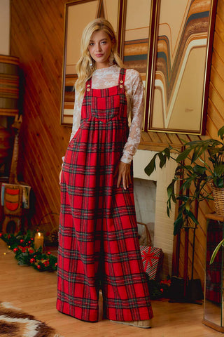 Hearthside Holly Red Tartan Overalls