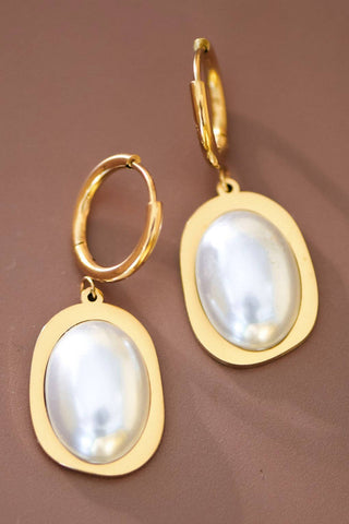 Hey Beautiful – 18K Gold Plated Tarnish-Resistant Pearl Drop Earrings – Waterproof Stainless Steel Earrings