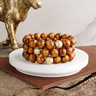 Fall Glow Chunky Beaded Bracelet Set – Set of 3