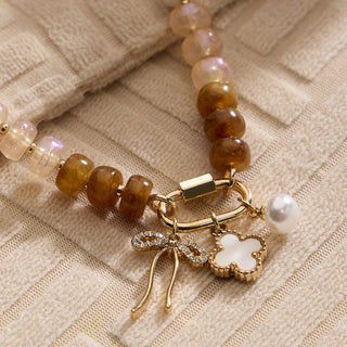 Keepsake charm trio beaded necklace, close-up detail