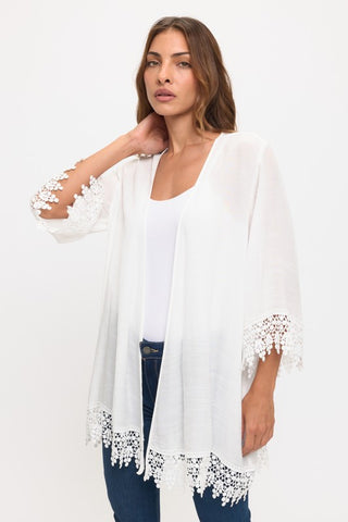 The Coastal Lace Kimono – Ivory & Taupe