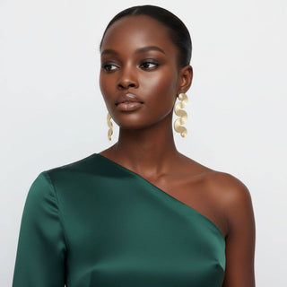 The Modern Muse Wavy Statement Earrings – Gold