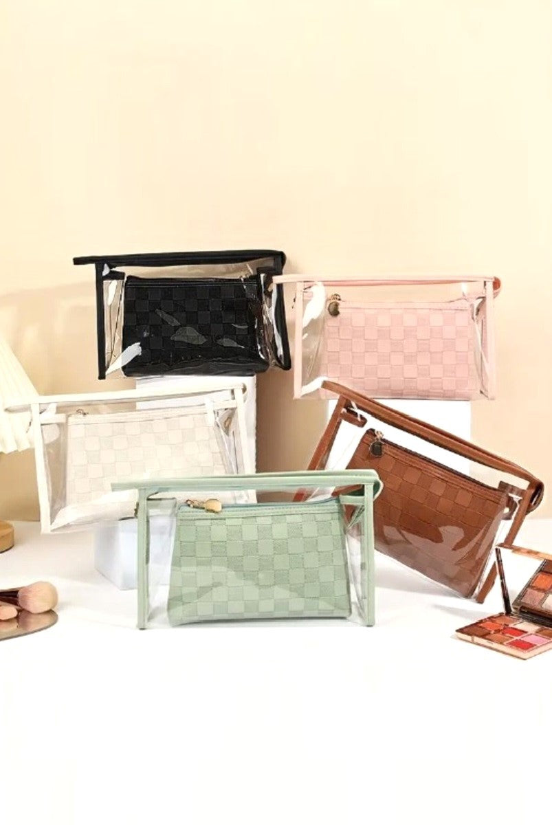 ClearView Chic—2-Piece Textured Travel Pouch Set