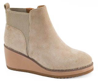 Corkys Apple Sauced Wedge Boot  Faux Suede in Sand