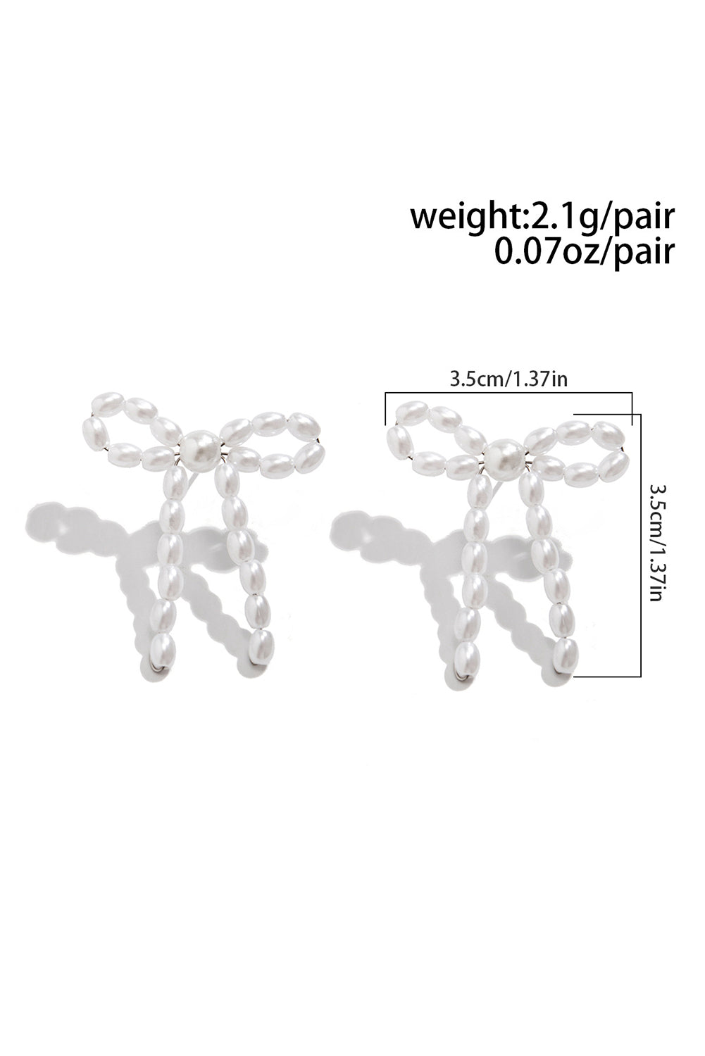 White Faux Pearl Beaded Bows Pierced Earrings