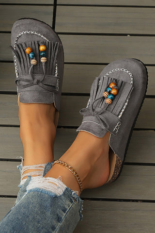 Luke & Estelle Boho Wanderlust Fringed Faux Suede Clogs