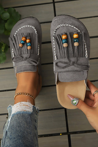 Luke & Estelle Boho Wanderlust Fringed Faux Suede Clogs