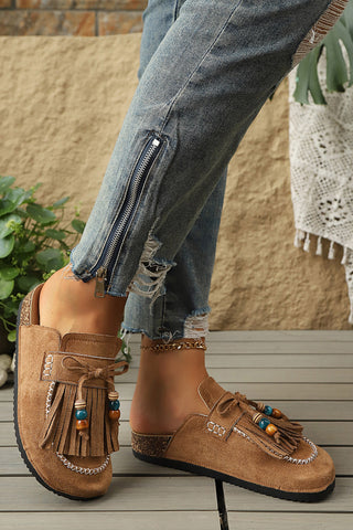 Luke & Estelle Boho Wanderlust Fringed Faux Suede Clogs