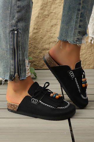 Luke & Estelle Boho Wanderlust Fringed Faux Suede Clogs