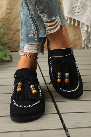 Luke & Estelle Boho Wanderlust Fringed Faux Suede Clogs