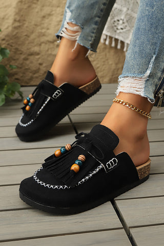 Luke & Estelle Boho Wanderlust Fringed Faux Suede Clogs