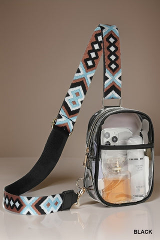 Crystal-Clear Mini Sling — Guitar Pattern Strap Edition 🎒✨
