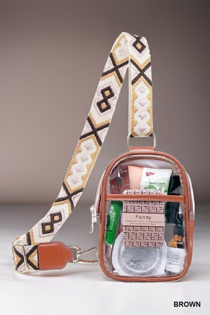 Crystal-Clear Mini Sling — Guitar Pattern Strap Edition 🎒✨