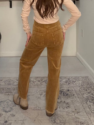 Hayride Mineral Wash High Rise Wide Leg Corduroy Pants