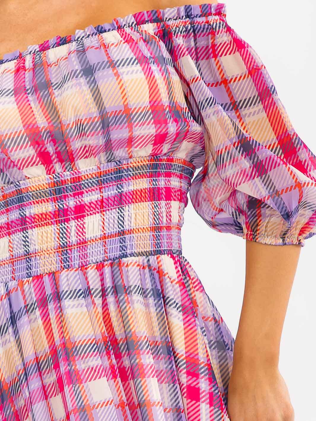 Sunset Bloom Plaid Smocked Maxi Dress – Azalea & Me