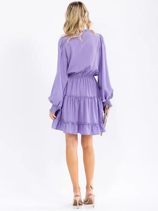 Vine & Love Lavender Chiffon Tiered Dress with Smocked Waist